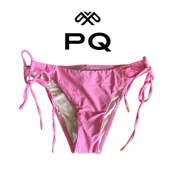 🛍️3/$40 PQ Luxury Swimwear Bubble Gum Pink Swimsuit Bottom Back Shirring Small - Picture 1 of 6